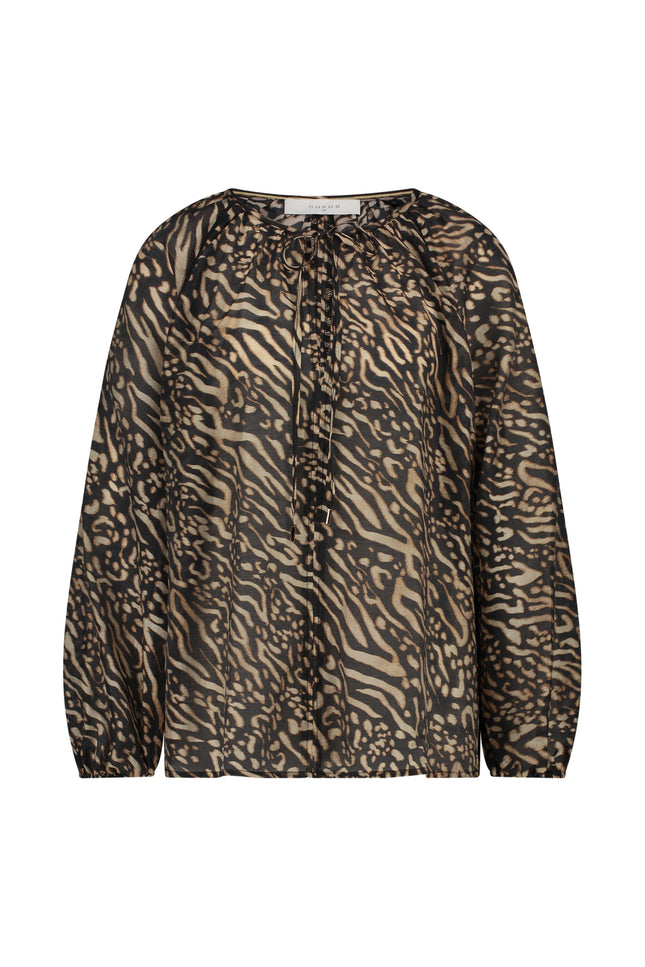Nukus Blouse Yoni Black Sand NKS02092 Stretchshop.nl