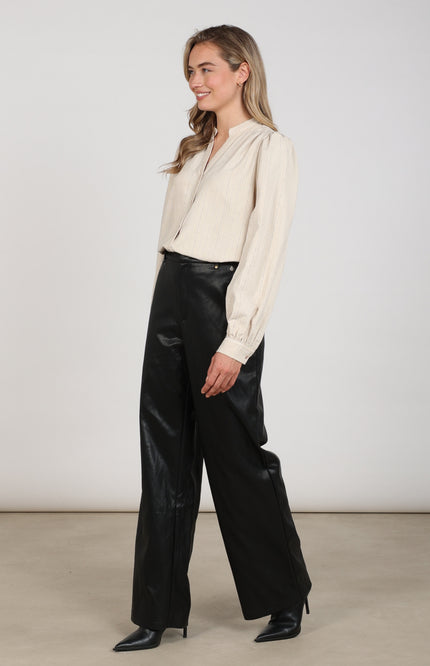 Broek Beverly Pockets PU Black NKF09090