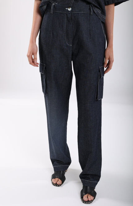 Nukus Broek Flora Dark Denim NKS09021 Stretchshop.nl