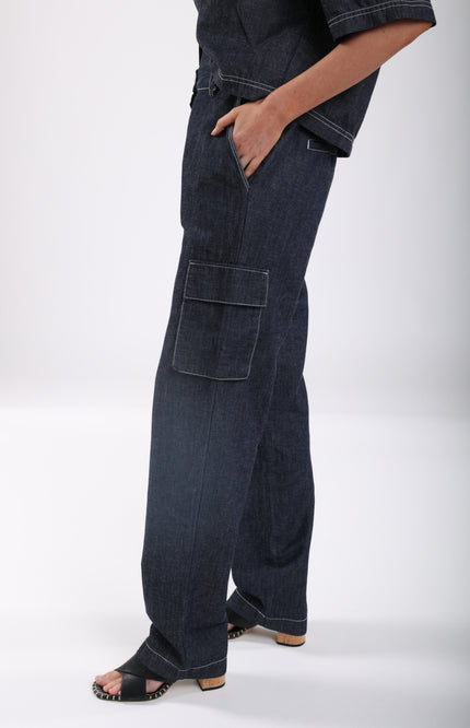 Nukus Broek Flora Dark Denim NKS09021 Stretchshop.nl