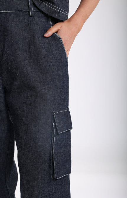 Nukus Broek Flora Dark Denim NKS09021 Stretchshop.nl