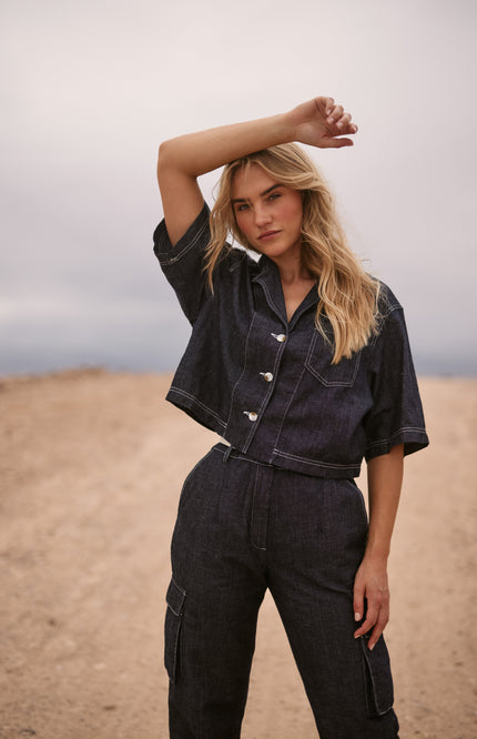 Nukus Broek Flora Dark Denim NKS09021 Stretchshop.nl