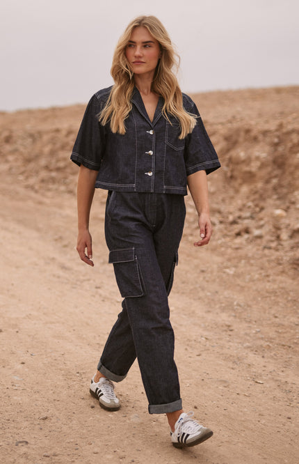 Nukus Broek Flora Dark Denim NKS09021 Stretchshop.nl