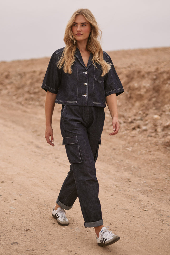 Nukus Broek Flora Dark Denim NKS09021 Stretchshop.nl