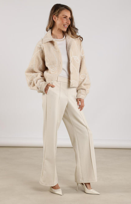 Nukus Broek Jill Scuba Offwhite NKS09008 Stretchshop.nl