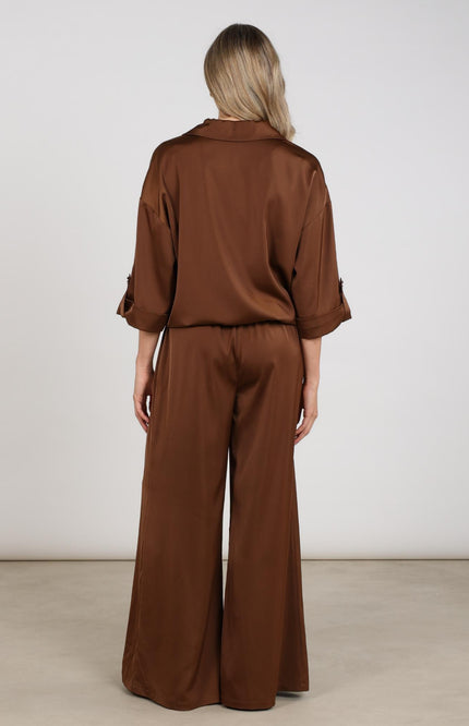 Broek June Shiny Espresso NKF09068