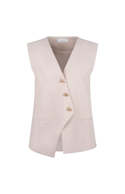 Nukus Gilet Julia Sand NKS08028 Stretchshop.nl