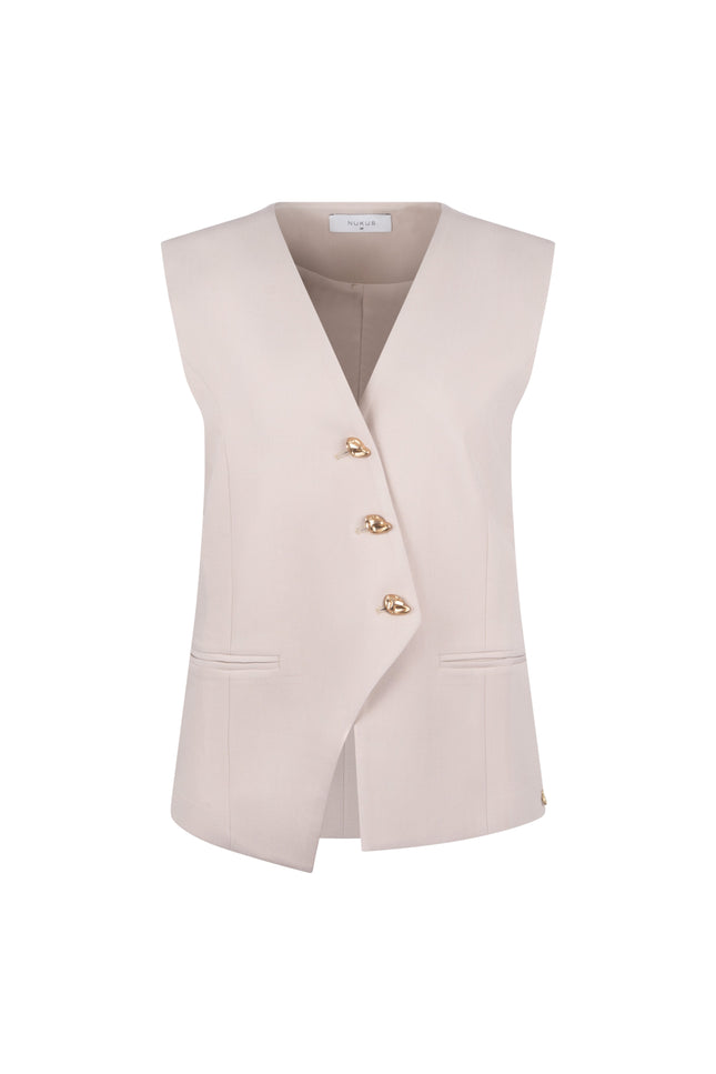 Nukus Gilet Julia Sand NKS08028 Stretchshop.nl