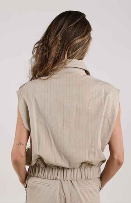 Nukus Gilet Veerle Stripe Sand NKF08006 Stretchshop.nl