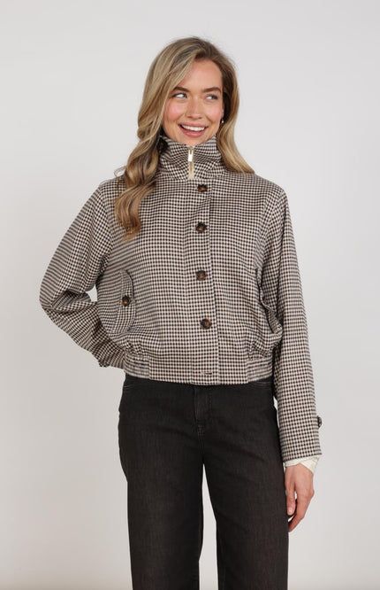 Nukus Jacket Dahlia Check Sand Chocolate NKF13166 Stretchshop.nl
