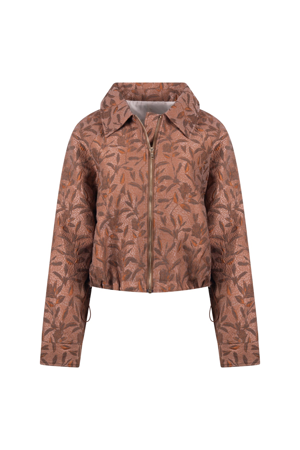 Nukus Daisey Flower Toffee jas met bloemenprint en capuchon, modieus en comfortabel voor dames.