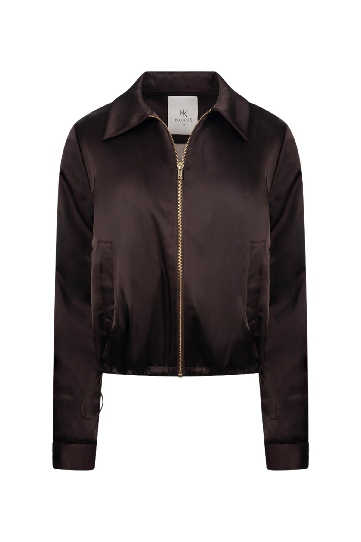 Donkere chocolade Nukus Doreen jas met capuchon en rits, stof met textuur, voor dames, stijlvolle winterjas.