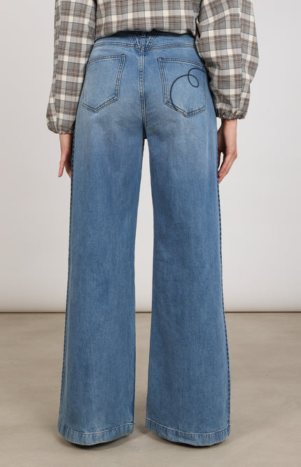 Jeans Stevi Embroidery Blue Denim NKF09118