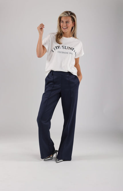 Nukus T-shirt meike the sunday offwhite navy NKS04004 Stretchshop.nl