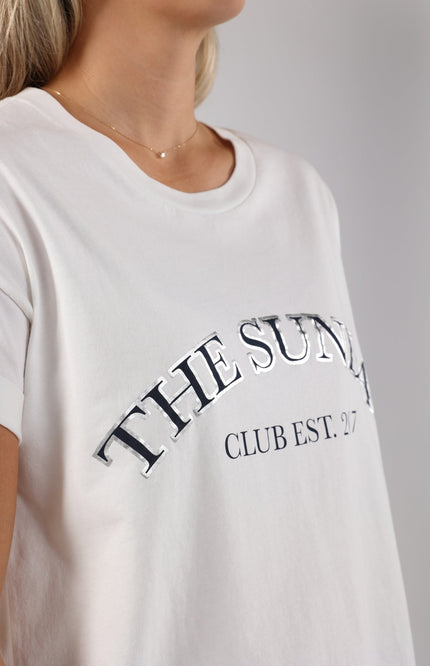 Nukus T-shirt meike the sunday offwhite navy NKS04004 Stretchshop.nl
