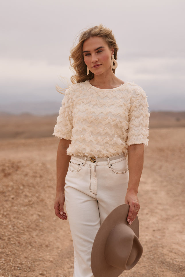 Nukus Top Aria Lace Offwhite NKS01007 Stretchshop.nl