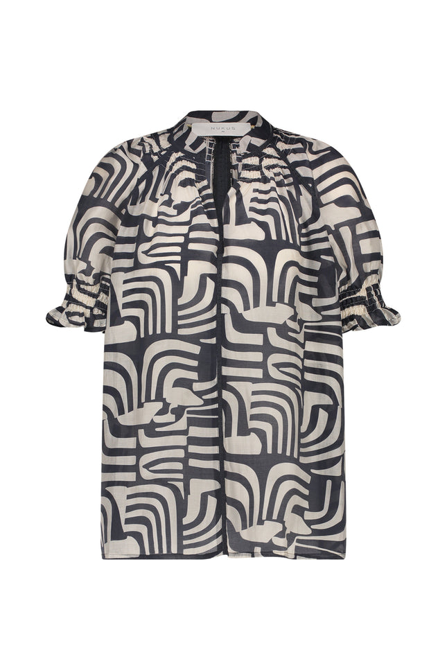 Nukus Top Carolina Offwhite Navy NKS01057 Stretchshop.nl