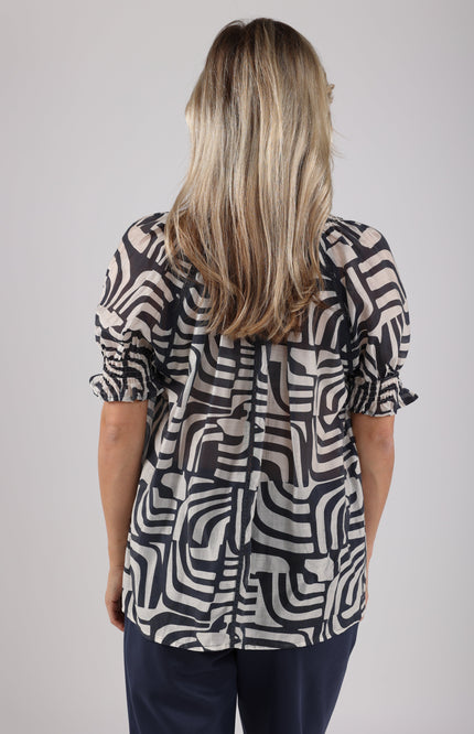 Nukus Top Carolina Offwhite Navy NKS01057 Stretchshop.nl