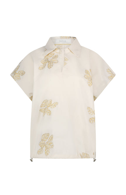 Nukus Top Daniek Embroidery Light Sand NKS01049 Stretchshop.nl