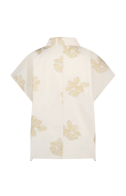 Nukus Top Daniek Embroidery Light Sand NKS01049 Stretchshop.nl