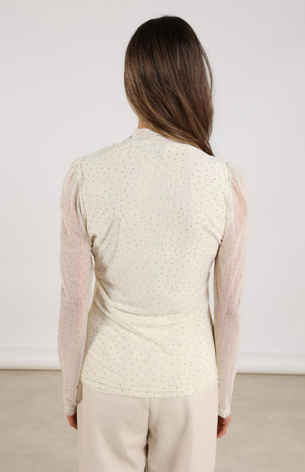 Nukus Top Puck Strass Offwhite NKF01001 Stretchshop.nl