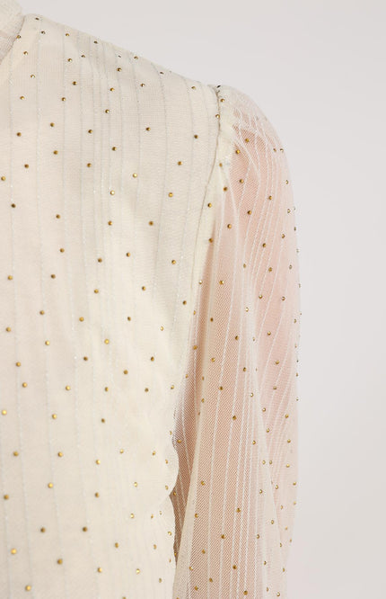 Nukus Top Puck Strass Offwhite NKF01001 Stretchshop.nl
