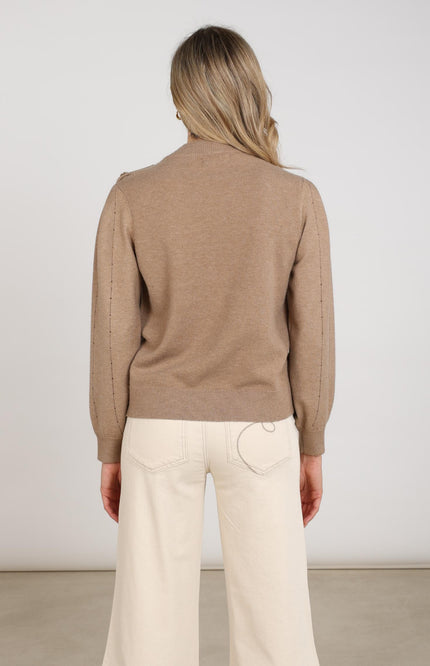 Trui Molly Strass Taupe NKF03085