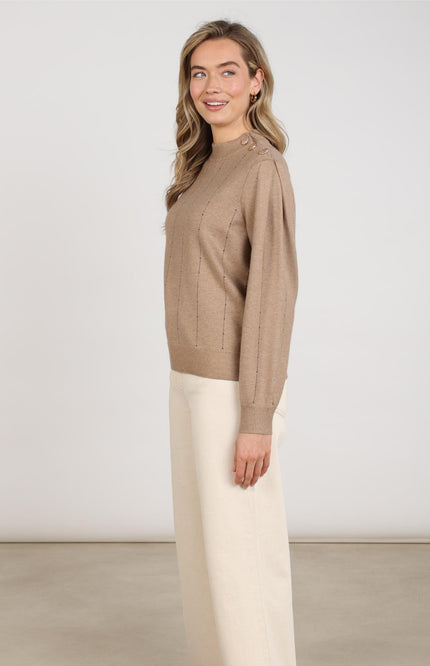 Trui Molly Strass Taupe NKF03085