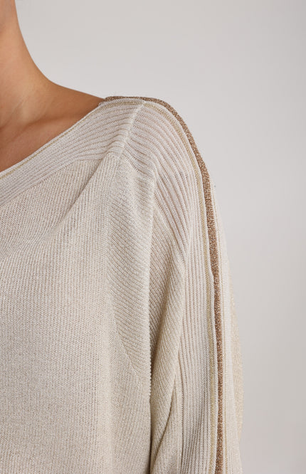 Nukus Trui Whitney Lurex Sand NKS03058 Stretchshop.nl