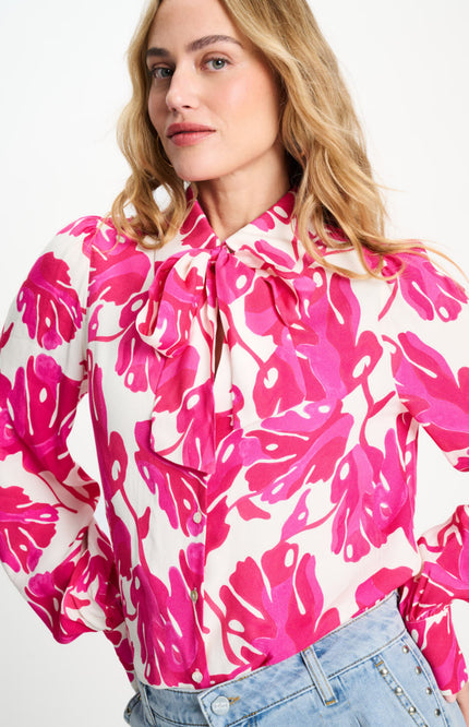 POM Amsterdam Blouse Urban Flora White Multi Colour SP9501 Stretchshop.nl