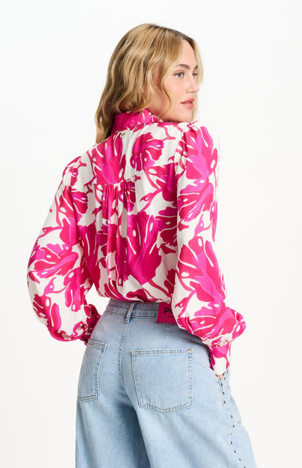 POM Amsterdam Blouse Urban Flora White Multi Colour SP9501 Stretchshop.nl