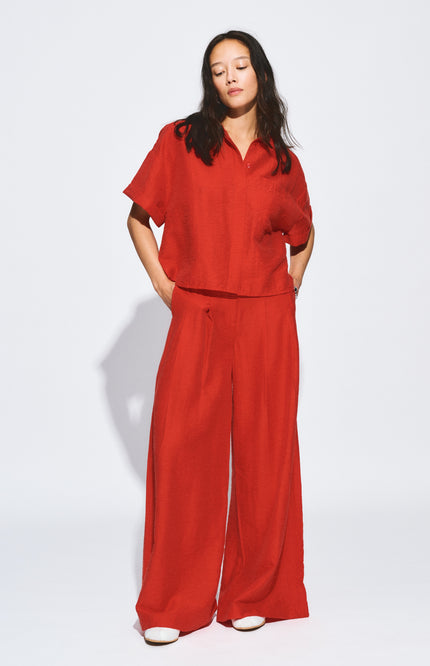 POM Amsterdam Broek Bloom Red SP9592 Stretchshop.nl