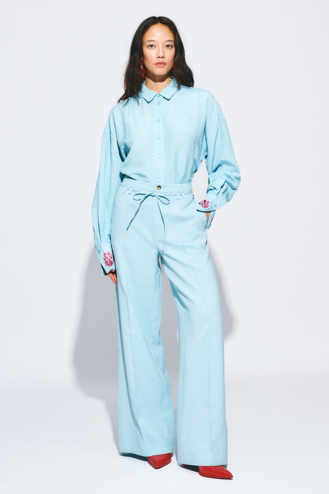 POM Amsterdam Pants Jess Blue Mist SP9516 Stretchshop.nl