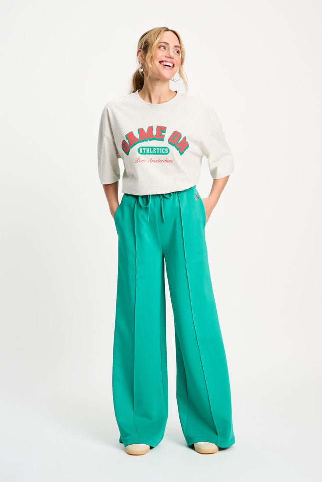 POM Amsterdam Broek Stripe Wander Green SP9476 Stretchshop.nl