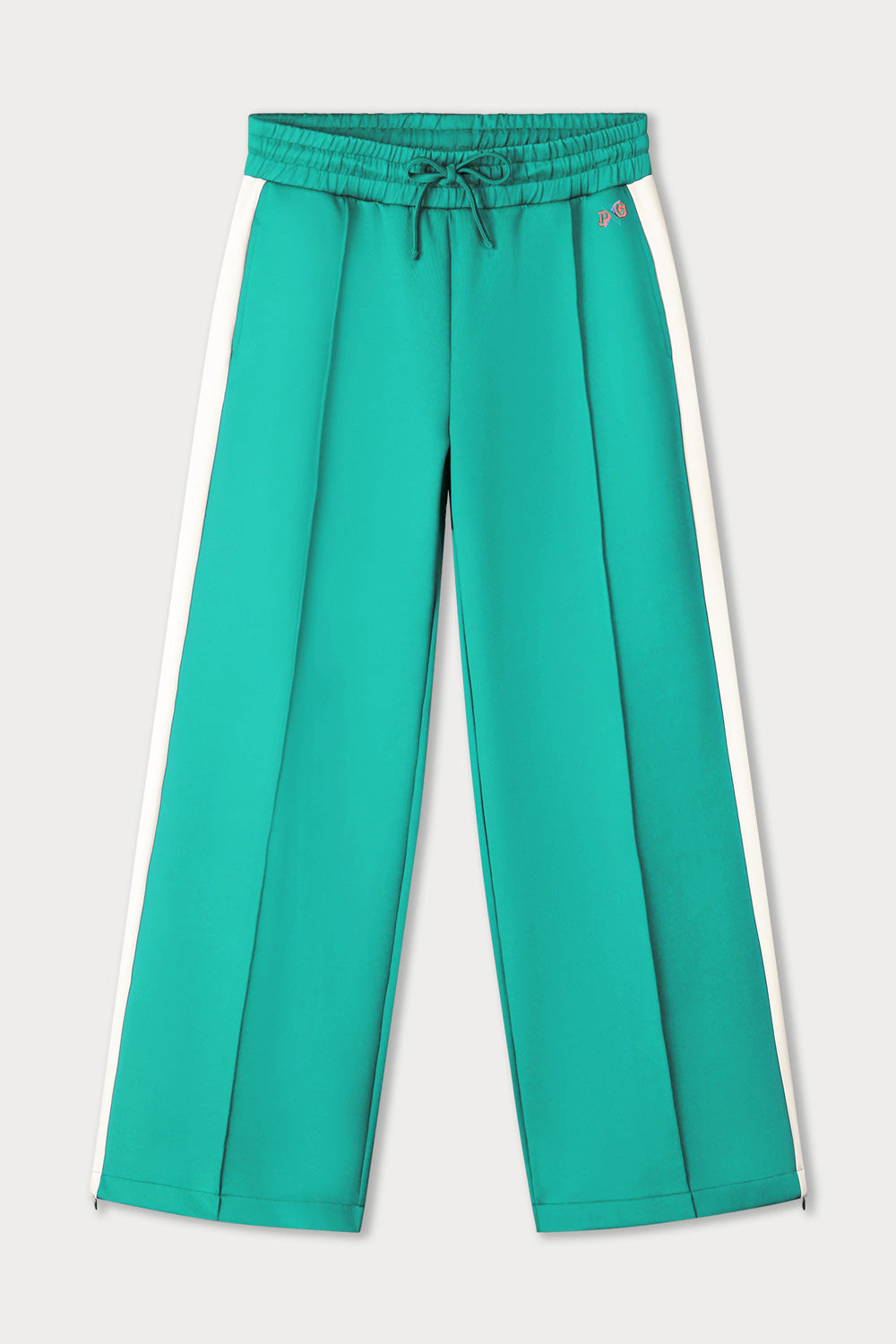 Groene gestreepte broek van POM Amsterdam, model Stripe Wander, met comfortabele pasvorm en opvallende print.