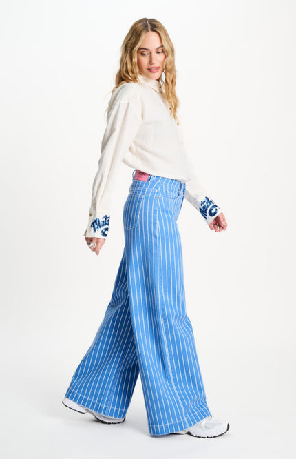 POM Amsterdam Jeans Denim Stripes Blue SP9519 Stretchshop.nl