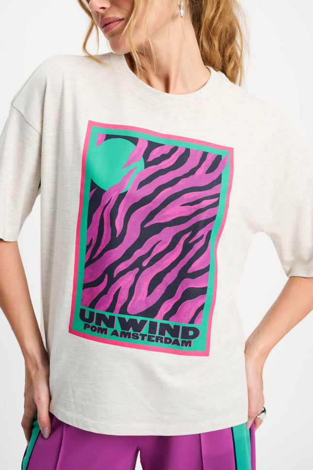 POM Amsterdam T-shirt Animal Grey SP9445 Stretchshop.nl