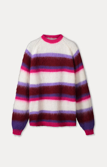 POM Amsterdam Trui Faye Striped Red SP9761 Stretchshop.nl