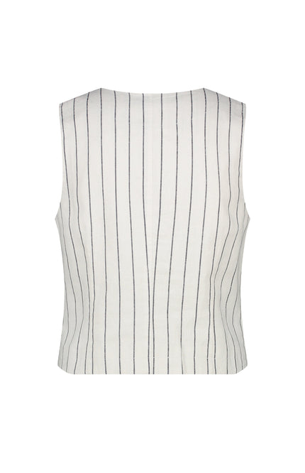 Red Button Gilet Cotton Linen Stripe Navy SRB4514 Stretchshop.nl