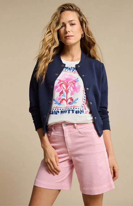 Red Button T-shirt Temmy Multi Flower Offwhite Pink SRB4825 Stretchshop.nl