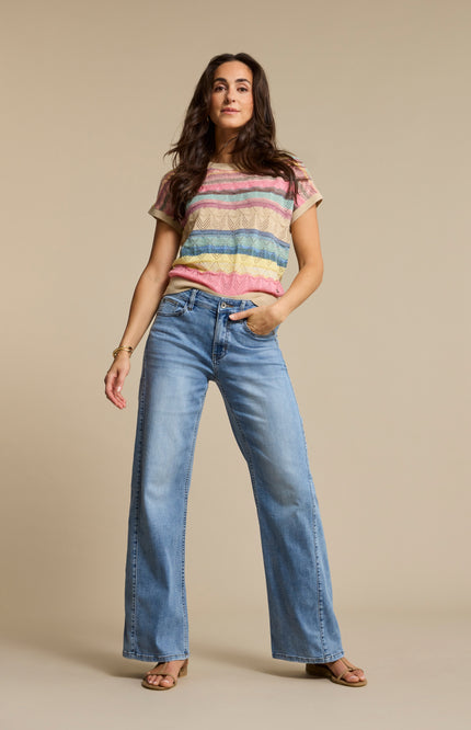 Red Button Top Jerry Multi Stripe SRB4775 Stretchshop.nl