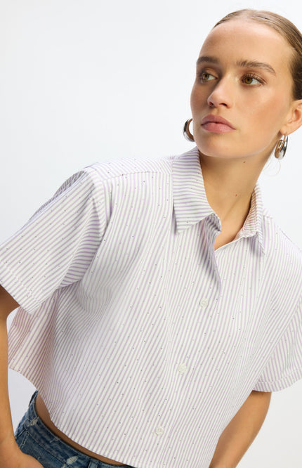 Refined Department Blouse Steph Striped Cropped Lilac R2506944791 Stretchshop.nl