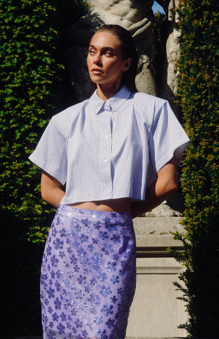 Refined Department Blouse Steph Striped Cropped Lilac R2506944791 Stretchshop.nl