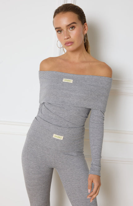 Refined Department Top lucky offshoulder mid grey R2410814658 Stretchshop.nl