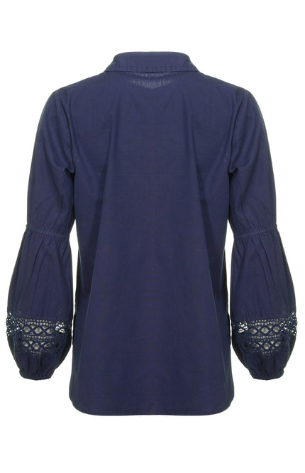 Soultouch Blouse polo luca navy Stretchshop.nl