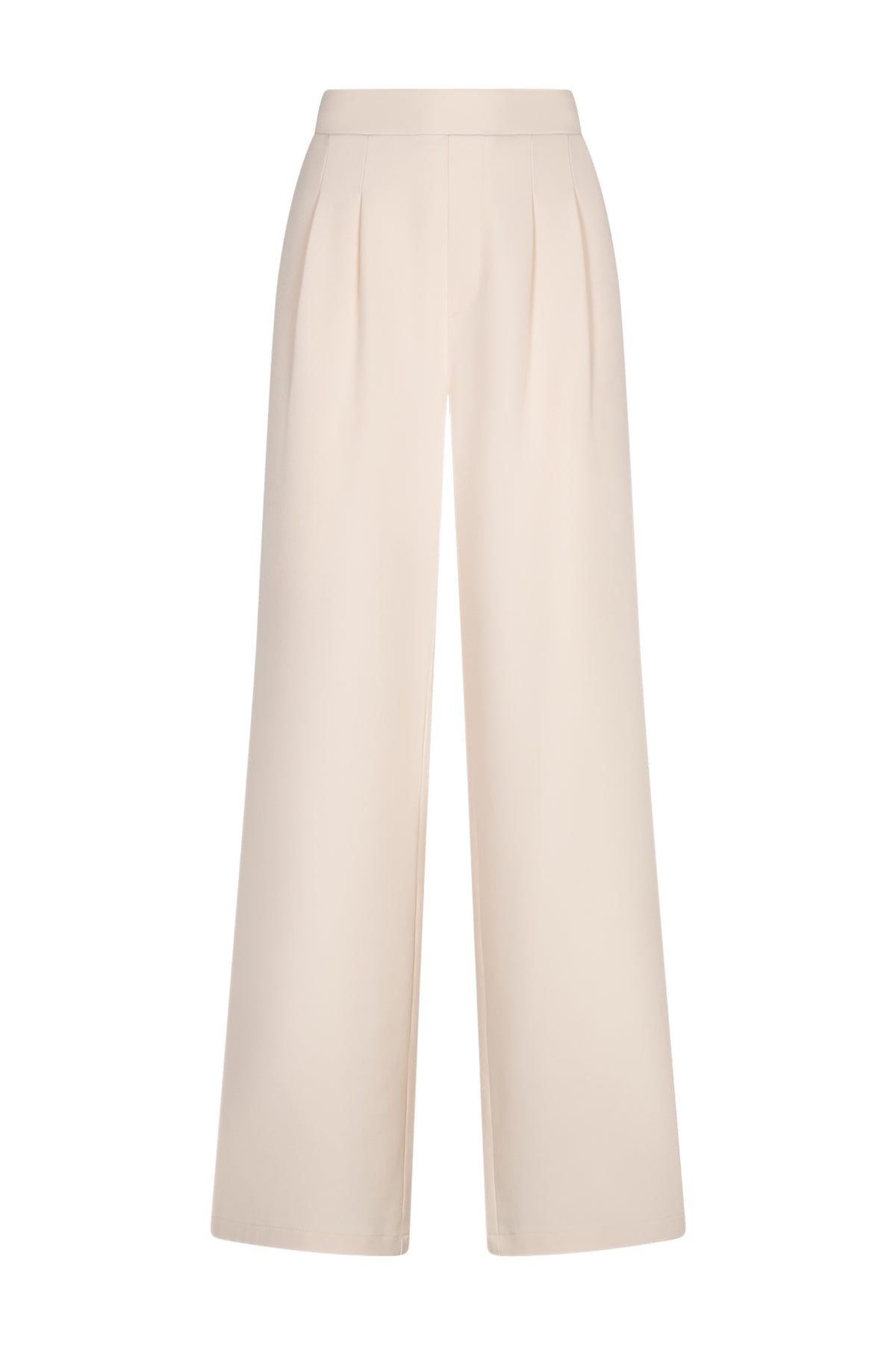 Lichte beige broek Jasmin van Studio Amaya, getoond op een model met een casual pasvorm en elastische taille.