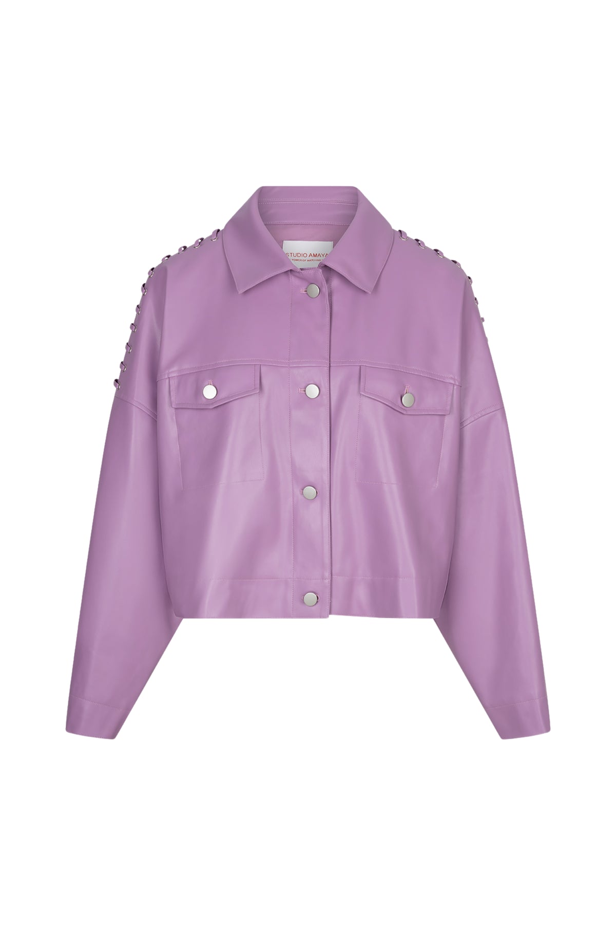 Lila Studio Amaya Elina jas met capuchon en ritssluiting, geweven stof, modieus en comfortabel voor dames.
