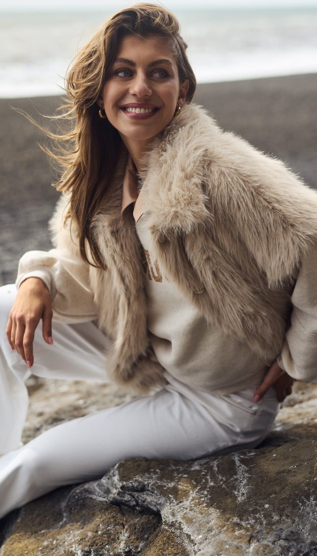 Nukus Gilet Loua Sand NKF08002 Stretchshop.nl