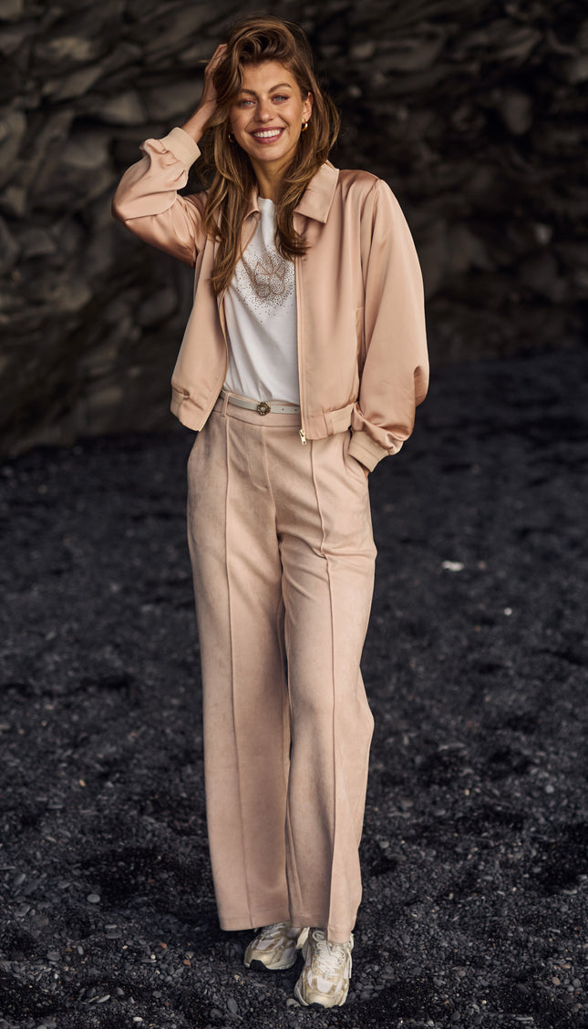 Nukus Broek Jill Seudine Dusty Pink NKF09054 Stretchshop.nl