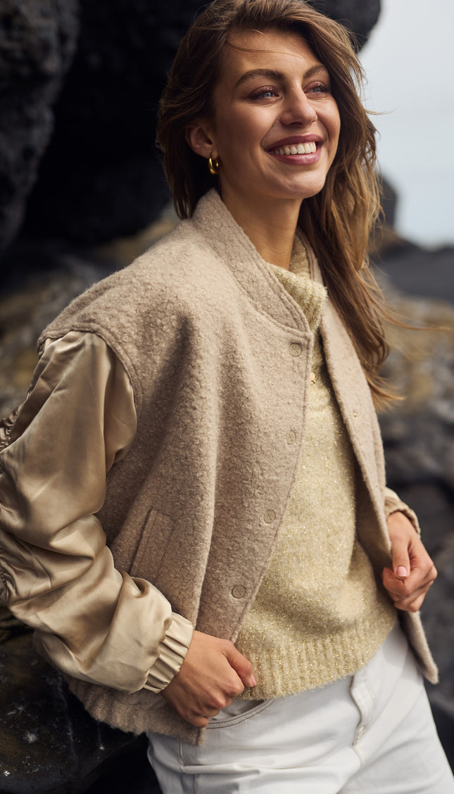 Nukus Jacket Baltimore Satin Sand NKF13057 Stretchshop.nl